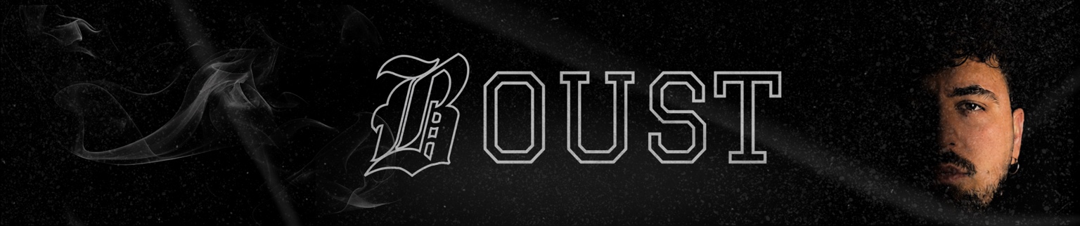 Boust — smoky artist banner with portrait